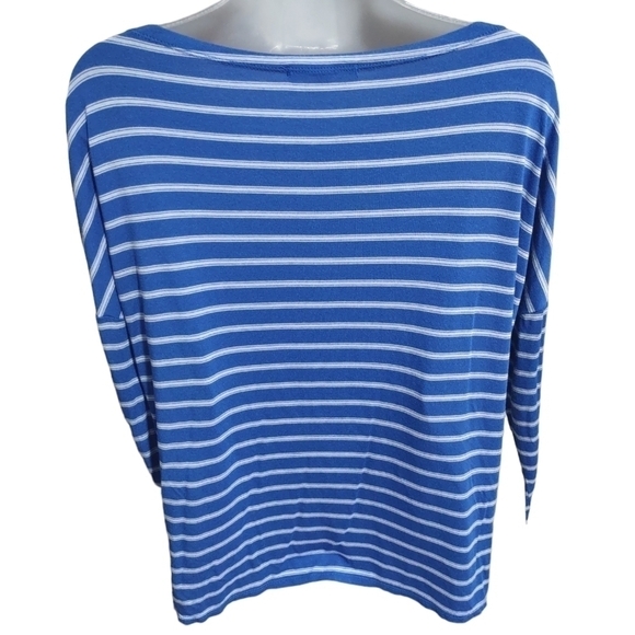 Red Haute Hi Low Striped Pullover Shirt Blue Size Medium - Picture 4 of 5